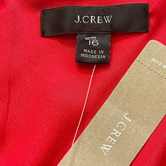 NWT J. Crew Floral Red Dress, Short Length, Long Sleeve, V-Neck, Size 16, NEW - Picture 4 of 15